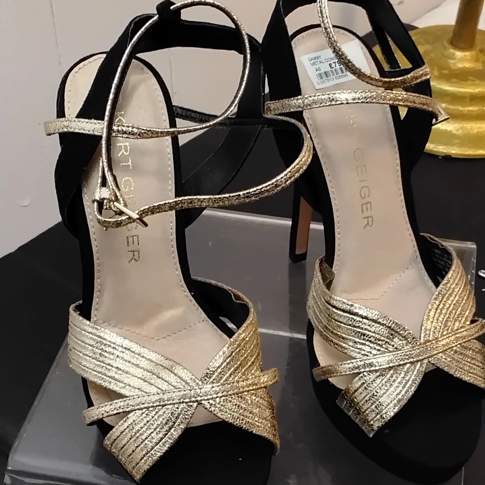 Kurt Geiger Black and Gold Women's Heels